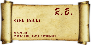 Rikk Betti névjegykártya